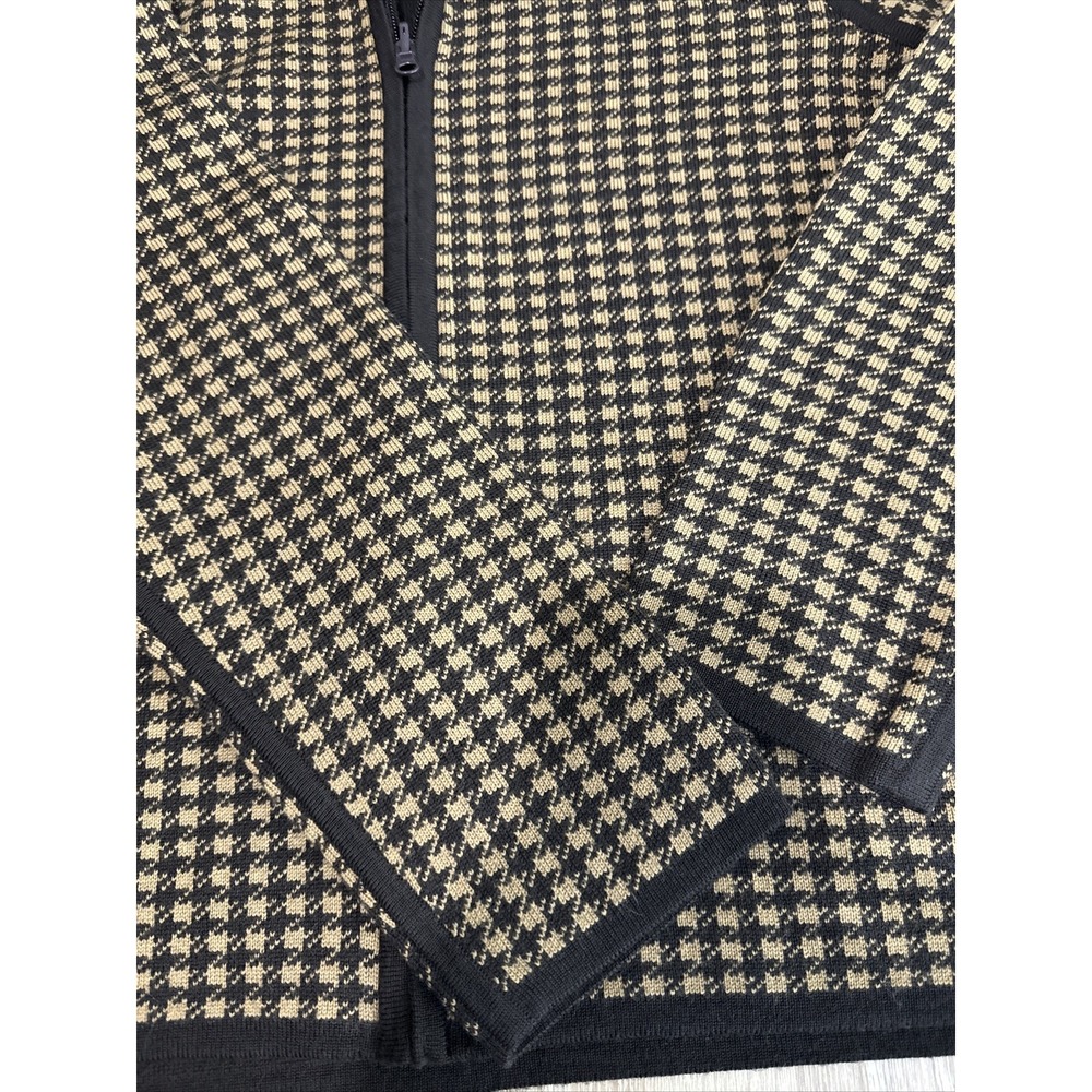 Pendleton Cardigan Womens XL Petite Brown Merino Wool Houndstooth Sweater - Picture 9 of 12